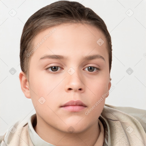 Neutral white child male with short  brown hair and brown eyes