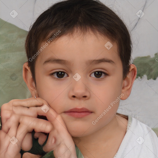 Neutral white child male with short  brown hair and brown eyes