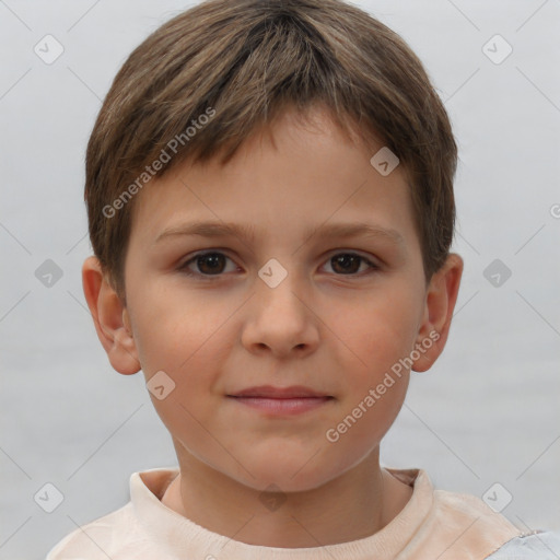 Neutral white child male with short  brown hair and brown eyes