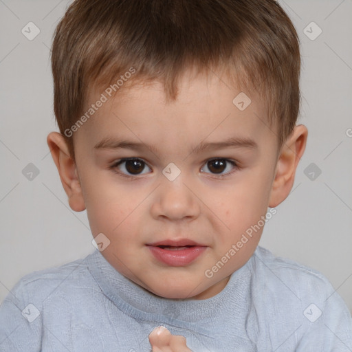 Neutral white child male with short  brown hair and brown eyes