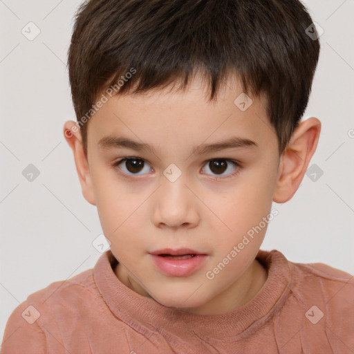 Neutral white child male with short  brown hair and brown eyes