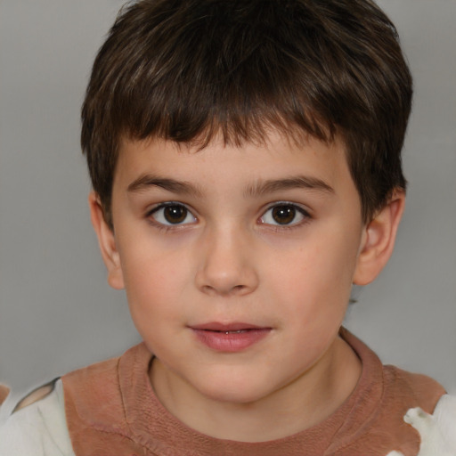 Neutral white child male with short  brown hair and brown eyes