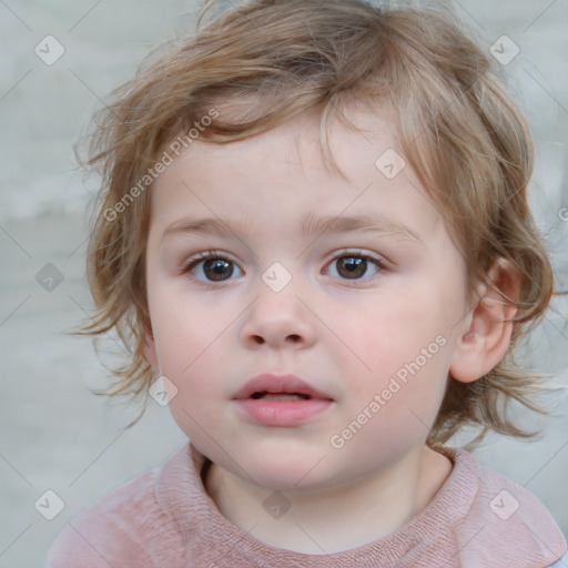 Neutral white child female with medium  brown hair and brown eyes