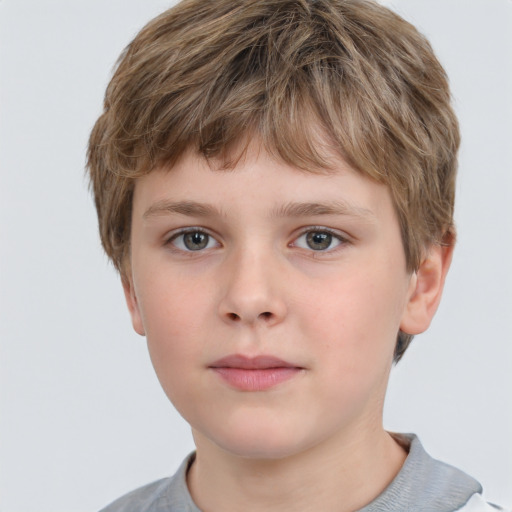 Neutral white child male with short  brown hair and grey eyes