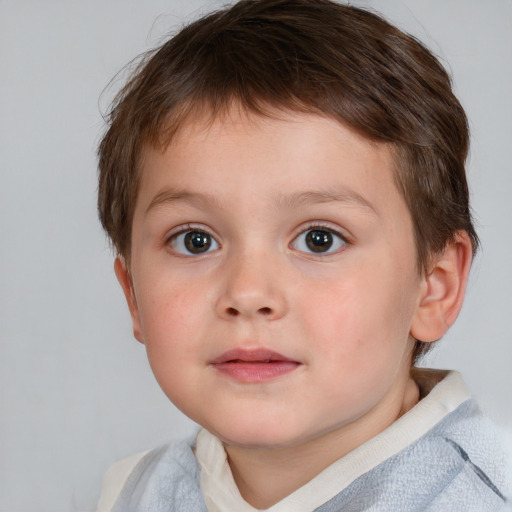 Neutral white child male with short  brown hair and brown eyes