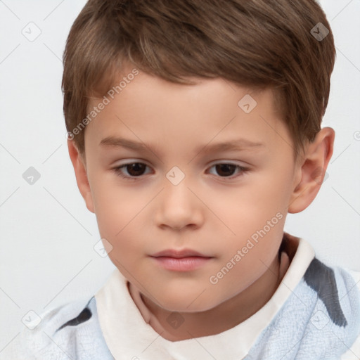 Neutral white child male with short  brown hair and brown eyes