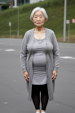 Korean elderly female with  gray hair