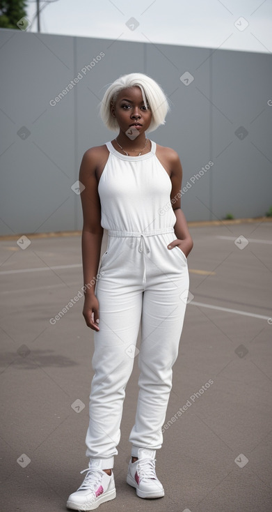 African american young adult female with  white hair