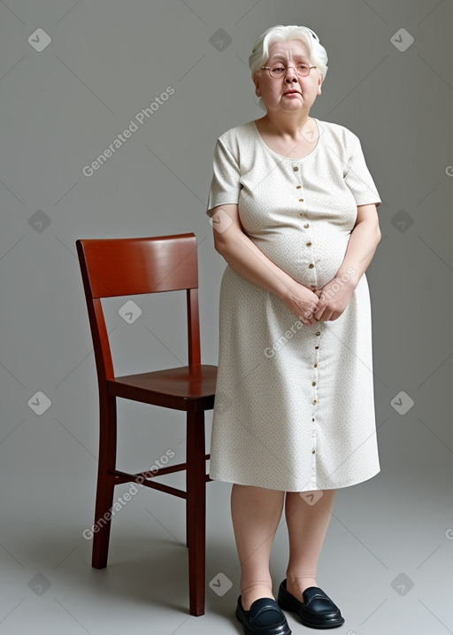 Czech elderly female with  white hair