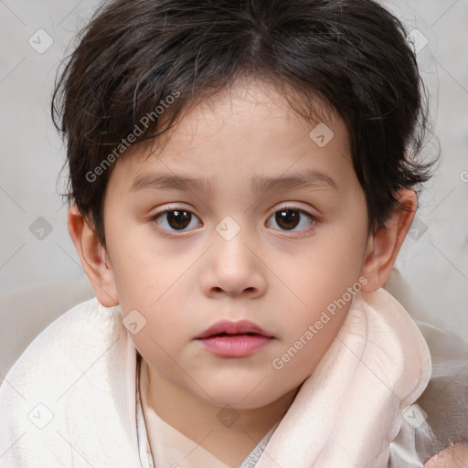 Neutral white child female with medium  brown hair and brown eyes