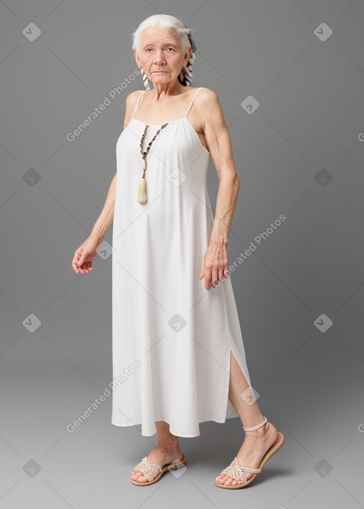 Slovenian elderly female with  white hair