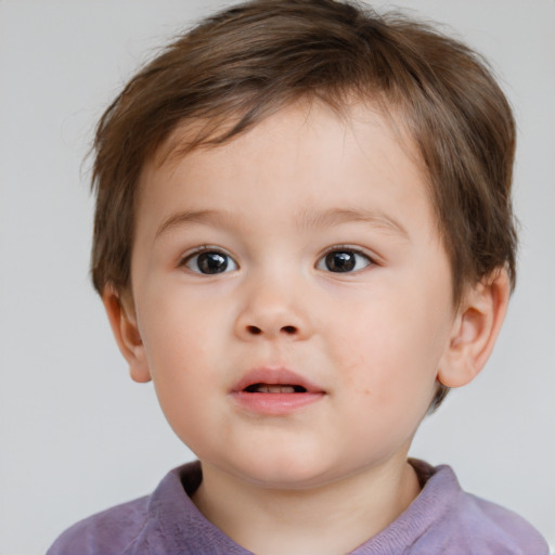 Neutral white child male with short  brown hair and brown eyes