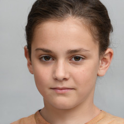 Neutral white child female with short  brown hair and brown eyes