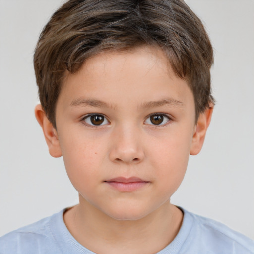 Neutral white child male with short  brown hair and brown eyes