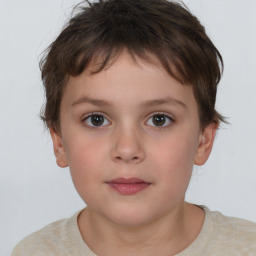 Neutral white child female with short  brown hair and brown eyes