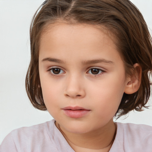 Neutral white child female with medium  brown hair and brown eyes