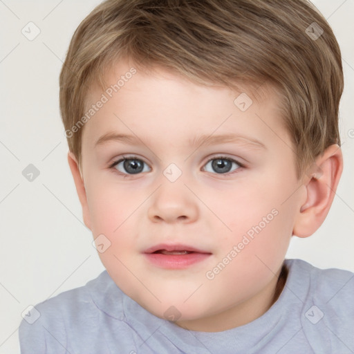 Neutral white child male with short  brown hair and brown eyes