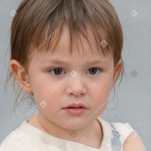 Neutral white child female with medium  brown hair and brown eyes