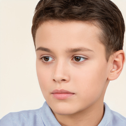 Neutral white child male with short  brown hair and brown eyes