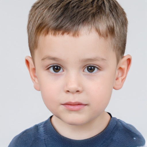 Neutral white child male with short  brown hair and brown eyes