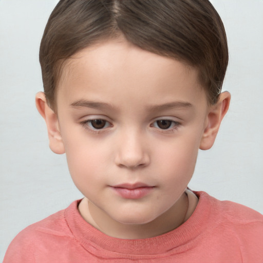 Neutral white child female with short  brown hair and brown eyes