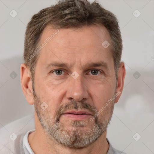 Neutral white adult male with short  brown hair and brown eyes