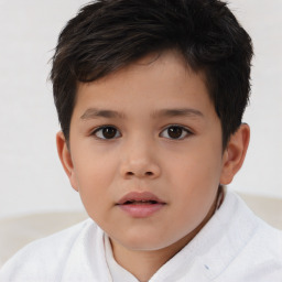 Neutral asian child male with short  brown hair and brown eyes