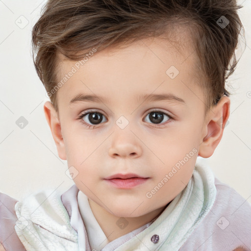 Neutral white child female with short  brown hair and brown eyes