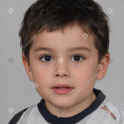 Neutral white child male with short  brown hair and brown eyes