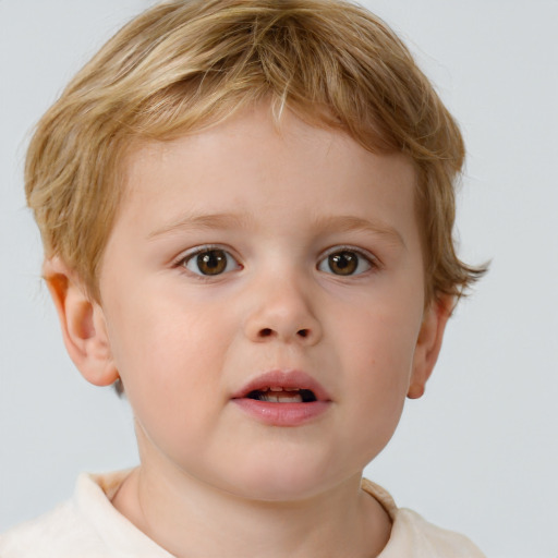 Neutral white child male with short  brown hair and brown eyes