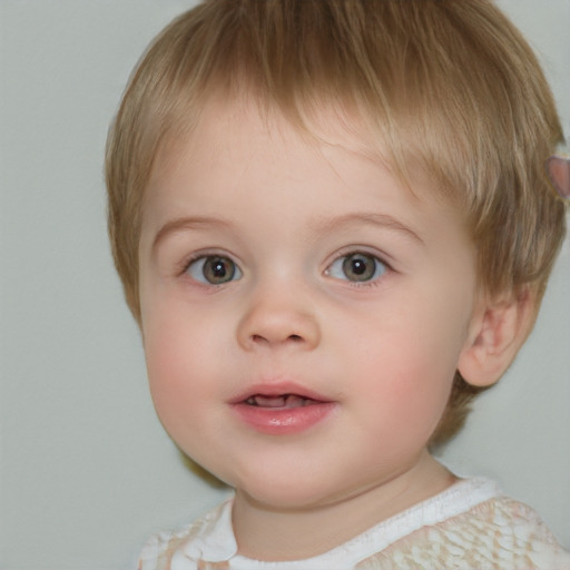 Neutral white child male with short  brown hair and grey eyes