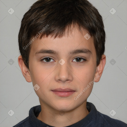 Neutral white child male with short  brown hair and brown eyes