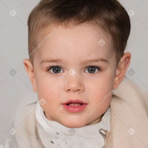 Neutral white child female with short  brown hair and brown eyes