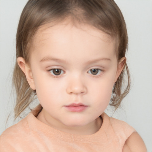 Neutral white child female with medium  brown hair and brown eyes