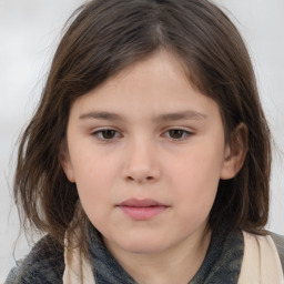 Neutral white child female with medium  brown hair and brown eyes