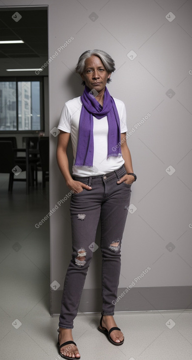 Adult non-binary with  gray hair
