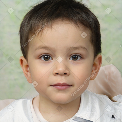 Neutral white child male with short  brown hair and brown eyes