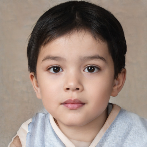 Neutral asian child female with short  brown hair and brown eyes