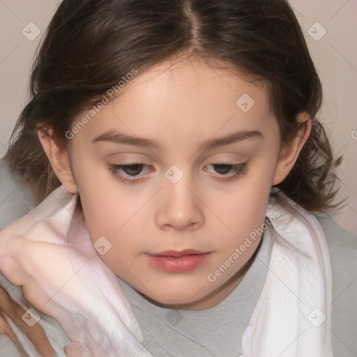 Neutral white child female with medium  brown hair and brown eyes