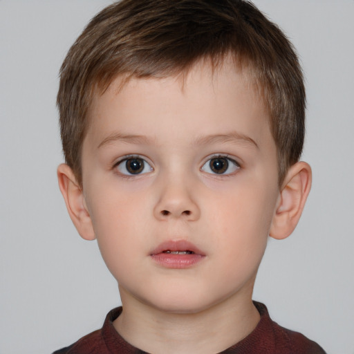 Neutral white child male with short  brown hair and brown eyes