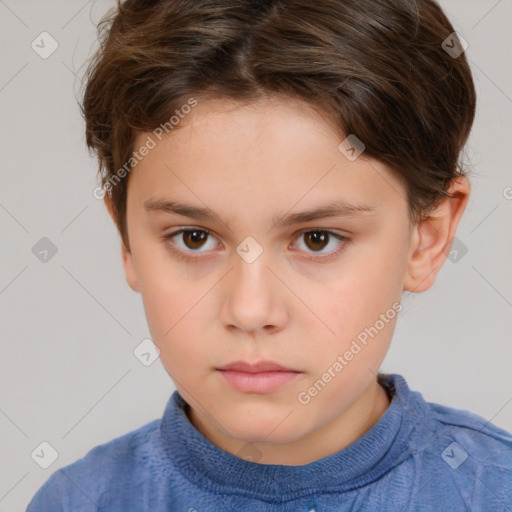 Neutral white child male with short  brown hair and brown eyes