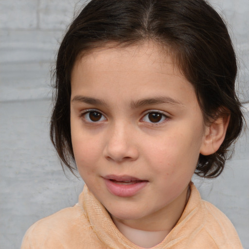 Neutral white child female with medium  brown hair and brown eyes