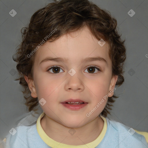 Neutral white child female with short  brown hair and brown eyes