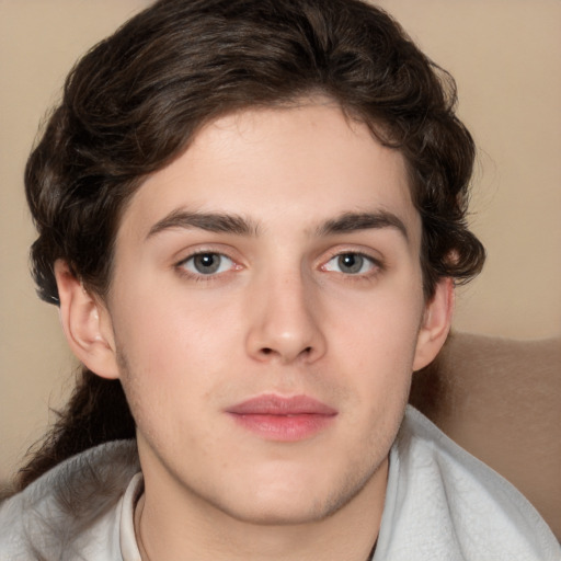 Neutral white young-adult male with medium  brown hair and brown eyes