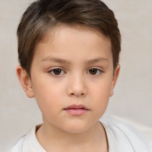 Neutral white child female with short  brown hair and brown eyes