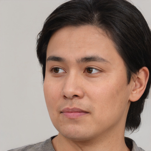 Neutral white young-adult male with medium  brown hair and brown eyes