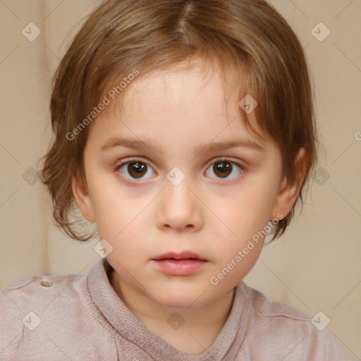 Neutral white child female with medium  brown hair and brown eyes