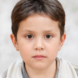 Neutral white child male with short  brown hair and brown eyes