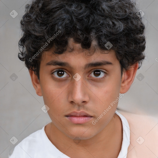 Neutral white child male with short  brown hair and brown eyes