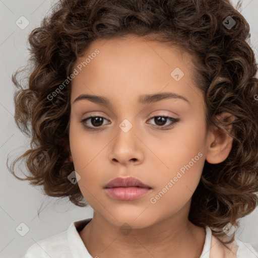 Neutral white child female with medium  brown hair and brown eyes